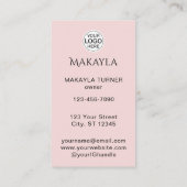 Carte De Visite Blush Pink Script Logo QR Code Photo Lashes (Dos)