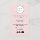 Carte De Visite Blush Pink Script Logo QR Code Photo Lashes (Dos)