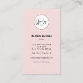 Carte De Visite Blush Pink Script Logo QR Code Photo Lashes Studio (Dos)