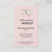 Carte De Visite Blush Pink Script Logo QR Code Photo Makeup (Dos)