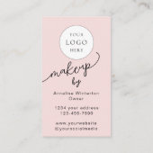 Carte De Visite Blush Pink Script Logo QR Code Photo Makeup (Dos)