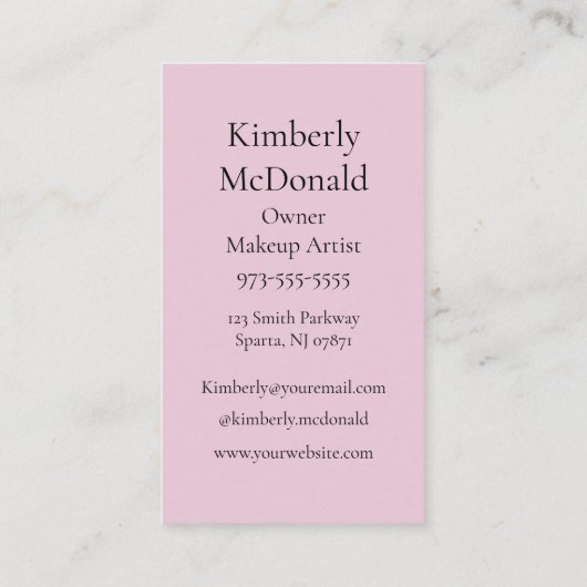 Carte De Visite Blush Pink Script Logo QR Code Photo Makeup (Dos)