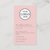 Carte De Visite Blush Pink Script Logo QR Code Photo Makeup (Dos)