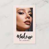 Carte De Visite Blush Pink Script Logo QR Code Photo Makeup (Devant)