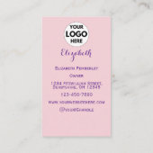 Carte De Visite Blush Pink Script Logo QR Code Photo Makeup (Dos)