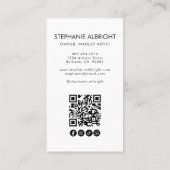 Carte De Visite Blush Pink Script Logo QR Code Photo Makeup (Dos)