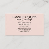 Carte De Visite Blush Pink Script Photo Hair Makeup (Dos)