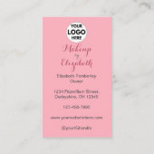 Carte De Visite Blush Pink Script Photo Makeup (Dos)