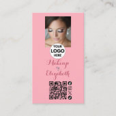 Carte De Visite Blush Pink Script Photo Makeup (Devant)