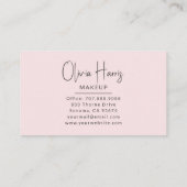 Carte De Visite Blush Pink Script Photo Makeup Artist  (Dos)