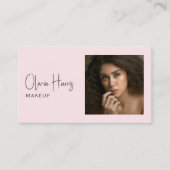 Carte De Visite Blush Pink Script Photo Makeup Artist  (Devant)