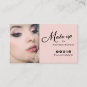 Carte De Visite Blush Pink Script Photo Makeup Business Card (Devant)