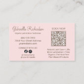 Carte De Visite Blush Pink Script Photo QR Code Brows and Lashes (Dos)
