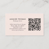 Carte De Visite Blush Pink Script QR Code Photo Makeup (Dos)