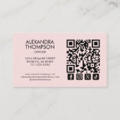 Carte De Visite Blush Pink Script Qr Code Social Icon Makeup (Dos)