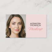 Carte De Visite Blush Pink Script Qr Code Social Icon Makeup (Devant)