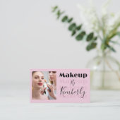 Carte De Visite Blush Pink Script Social Icon QR Code Photo (Debout devant)