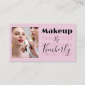 Carte De Visite Blush Pink Script Social Icon QR Code Photo (Devant)