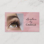 Carte De Visite Blush Pink Script Social Icon QR Code Photo Lash (Devant)