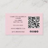 Carte De Visite Blush Pink Script Social Icon QR Code Photo Makeup (Dos)
