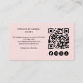 Carte De Visite Blush Pink Script Social Icon QR Code Photo Makeup (Dos)