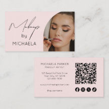 Blush Pink Script Social Icon QR Code Photo Makeup