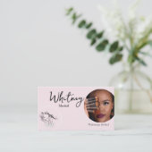 Carte De Visite Blush Pink Script Social Icon QR Code Photo Makeup (Debout devant)