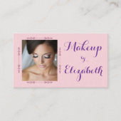 Carte De Visite Blush Pink Script Social Icon QR Code Photo Makeup (Devant)