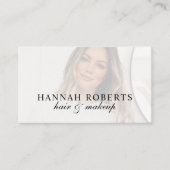 Carte De Visite Blush Pink Script Social QR Code Photo Hair Makeup (Devant)