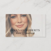 Carte De Visite Blush Pink Script Social QR Code Photo Hair Makeup (Devant)