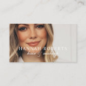 Carte De Visite Blush Pink Script Social QR Code Photo Hair Makeup (Devant)