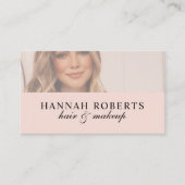 Carte De Visite Blush Pink Script Social QR Code Photo Hair Makeup (Devant)