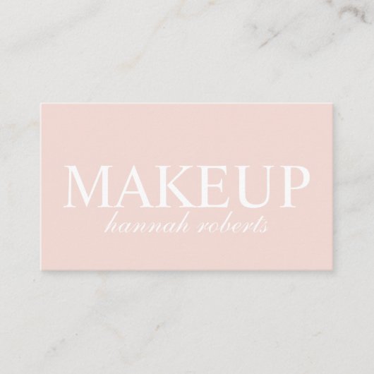 Carte De Visite Blush Pink Script Social QR Code Photo Makeup (Devant)