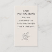 Carte De Visite Blush Pink Small Business Care Instructions (Devant)
