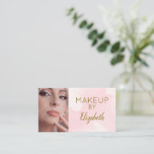 Carte De Visite Blush Pink Watercolor Photo Makeup (Debout devant)