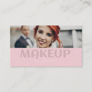 Carte De Visite Blush Rose Blanc Typographie Simple Photo Maquilla