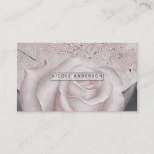 Carte De Visite Blush Rose Blanche Glam Moderne Marbre Shabby Chic