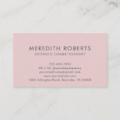 Carte De Visite Blush Rose Chic Monogramme Initiale M Cheveux Maqu (Dos)