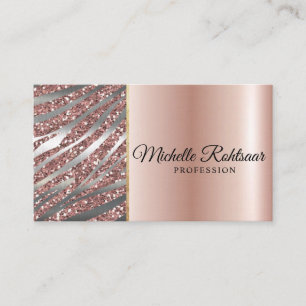 Carte De Visite Blush Rose Chic Pailleté Marbre Agate Monogramme