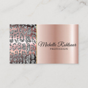 Carte De Visite Blush Rose Chic Pailleté Marbre Agate Monogramme