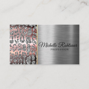 Carte De Visite Blush Rose Chic Pailleté Marbre Agate Monogramme