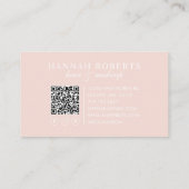 Carte De Visite Blush Rose Écriture Code QR Social Photo Coiffure  (Dos)