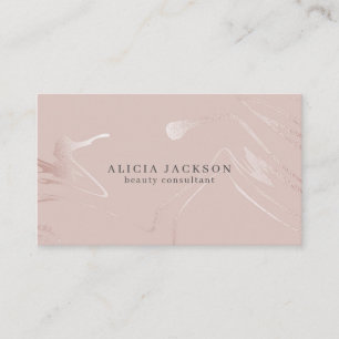 Carte De Visite Blush rose Faux Rose Gold Classy Beautician