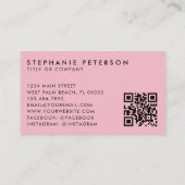 Carte De Visite Blush rose Feminine Custom Company Logo QR Code (Dos)