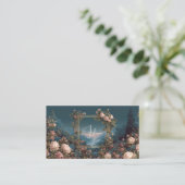 Carte De Visite Blush Rose Floral and Misty Valley Gold Frame (Debout devant)