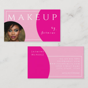 Carte De Visite Blush Rose Fuchsia Blanc Caps Photo Maquillage 