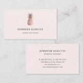 Carte De Visite Blush Rose Gold Ananas Tropical Immobilier (Devant / Derrière)