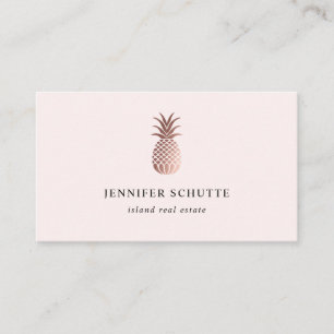 Carte De Visite Blush Rose Gold Ananas Tropical Immobilier