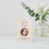 Carte De Visite Blush Rose Gold Custom Médias sociaux QR Code Phot (Debout devant)