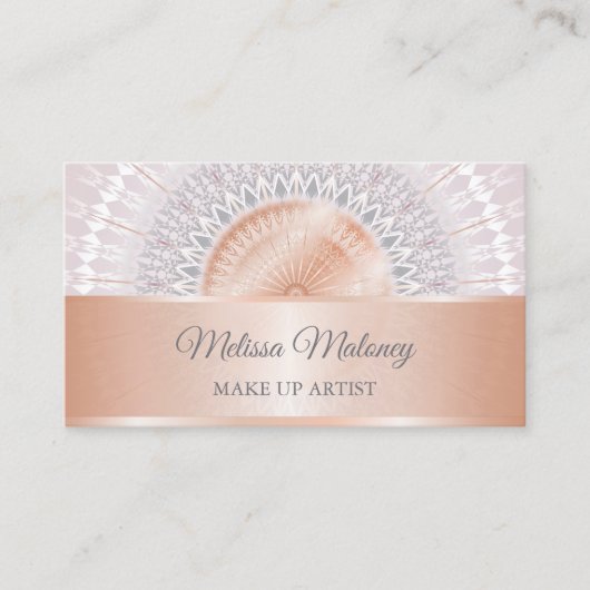 Carte De Visite Blush Rose Gold Gris Mandala (Devant)